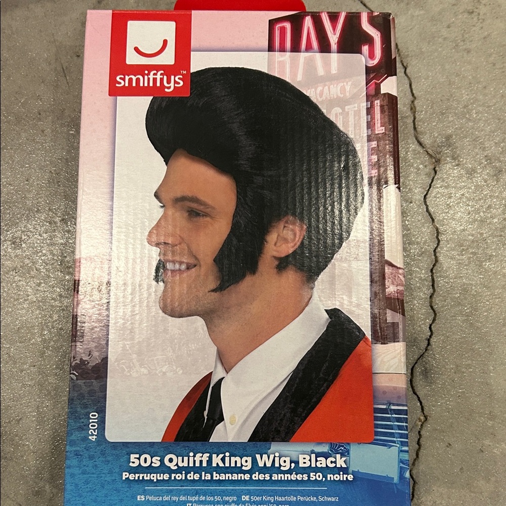 Smiffys 50s Quiff King Wig - Black